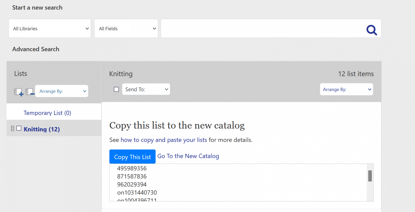 screenshot of a copy lists button and the my lists interface in Enterprise.