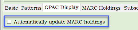MARC holdings OPAC display tab