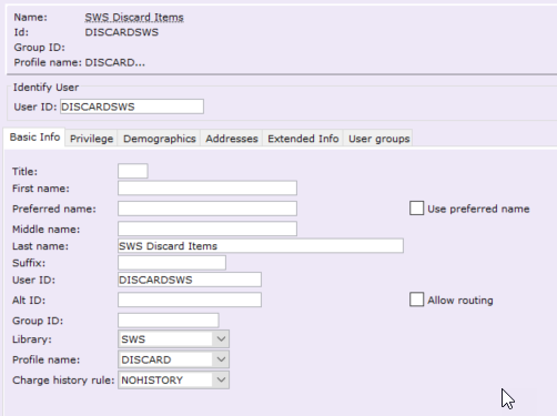 Discard User Example