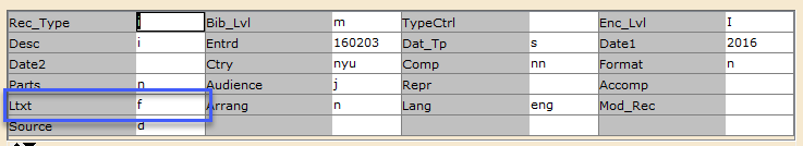 Literary Text Fixed Field location in WorkFlows.