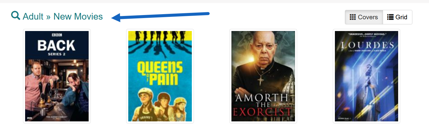 search icon and title of browse category is a link to the search.