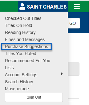purchase suggestion in the account menu.