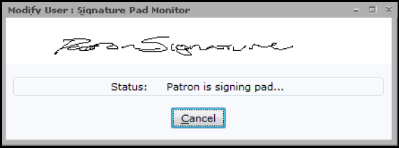 Patron Signature Pad setup, signature capture window