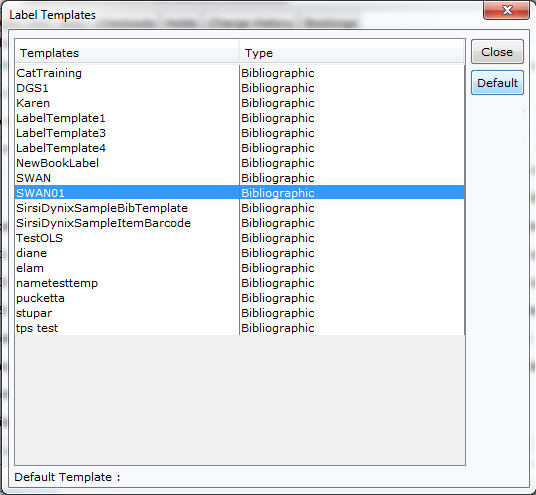 WorkFlows label templates list