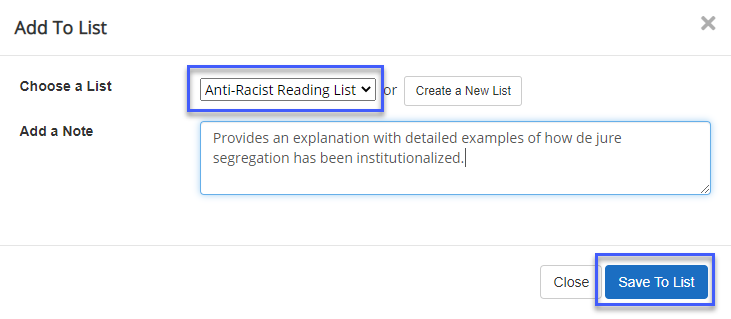 Add to list details