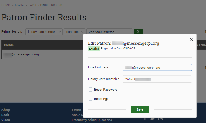 hoopla edit patron information