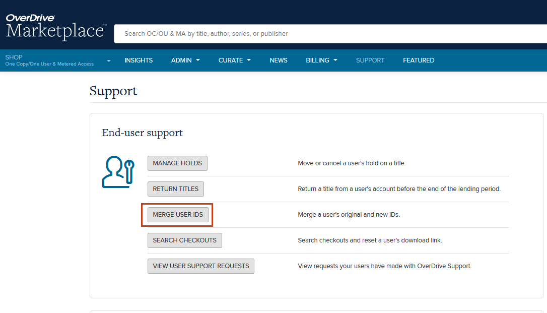 OverDrive Marketplace end-user support