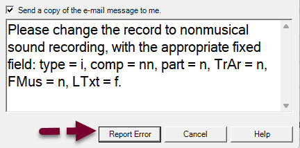 OCLC Report error message