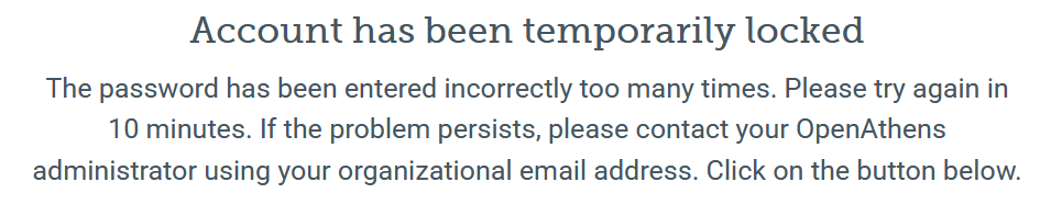 Screenshot of error message reading "Account has been temporarily locked"