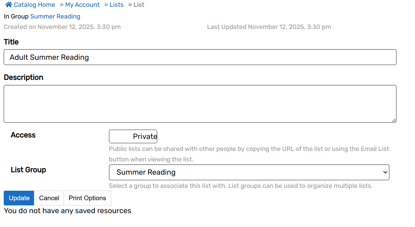 edit list and list group