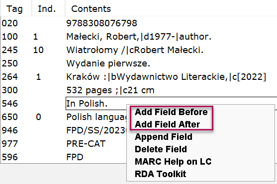 Add Field Before Add Field After