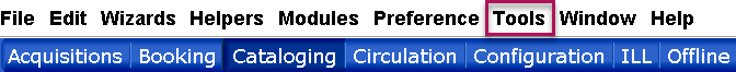 Tools button in the toolbar