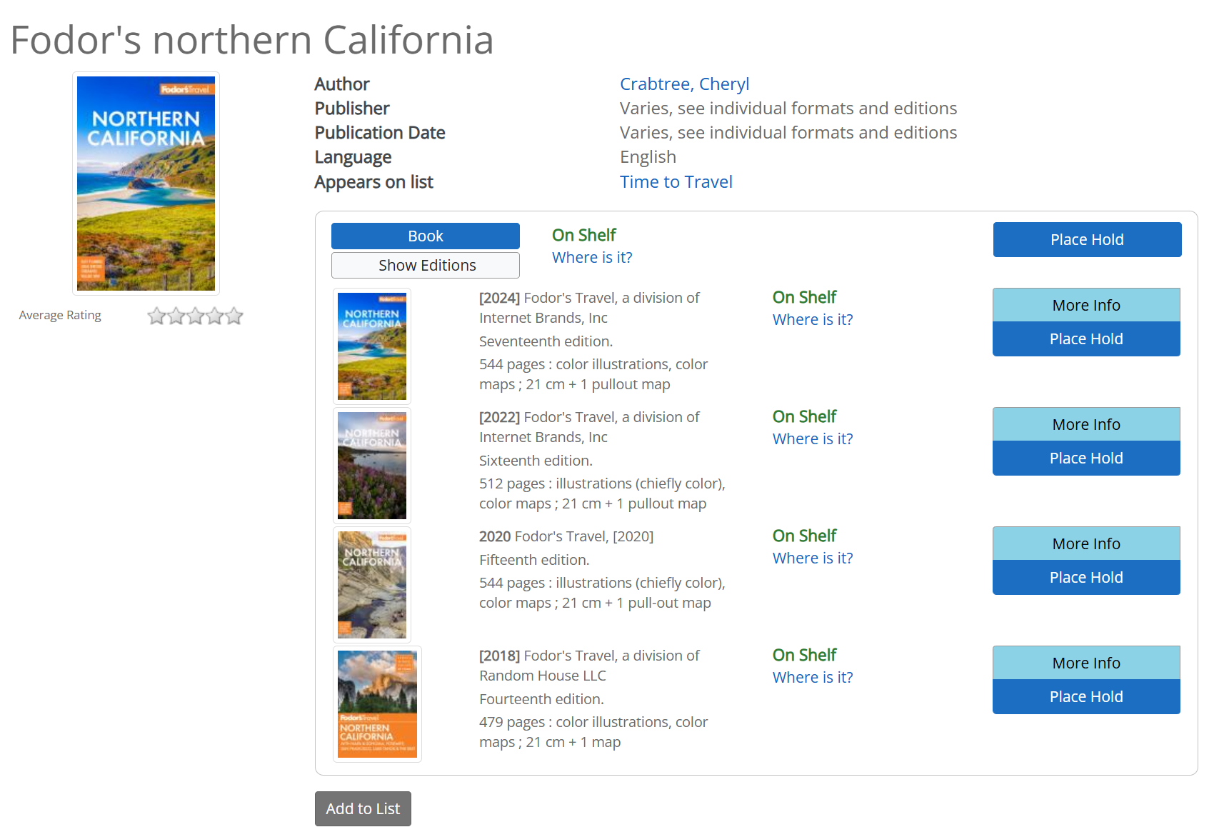 a travel guide with editions in reverse chronological order