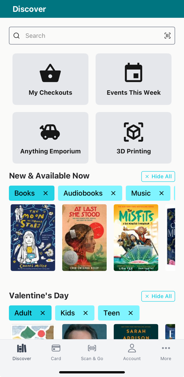 Home screen with custom links