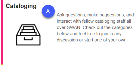 Cataloging topic on the forums with icon of a drawer 