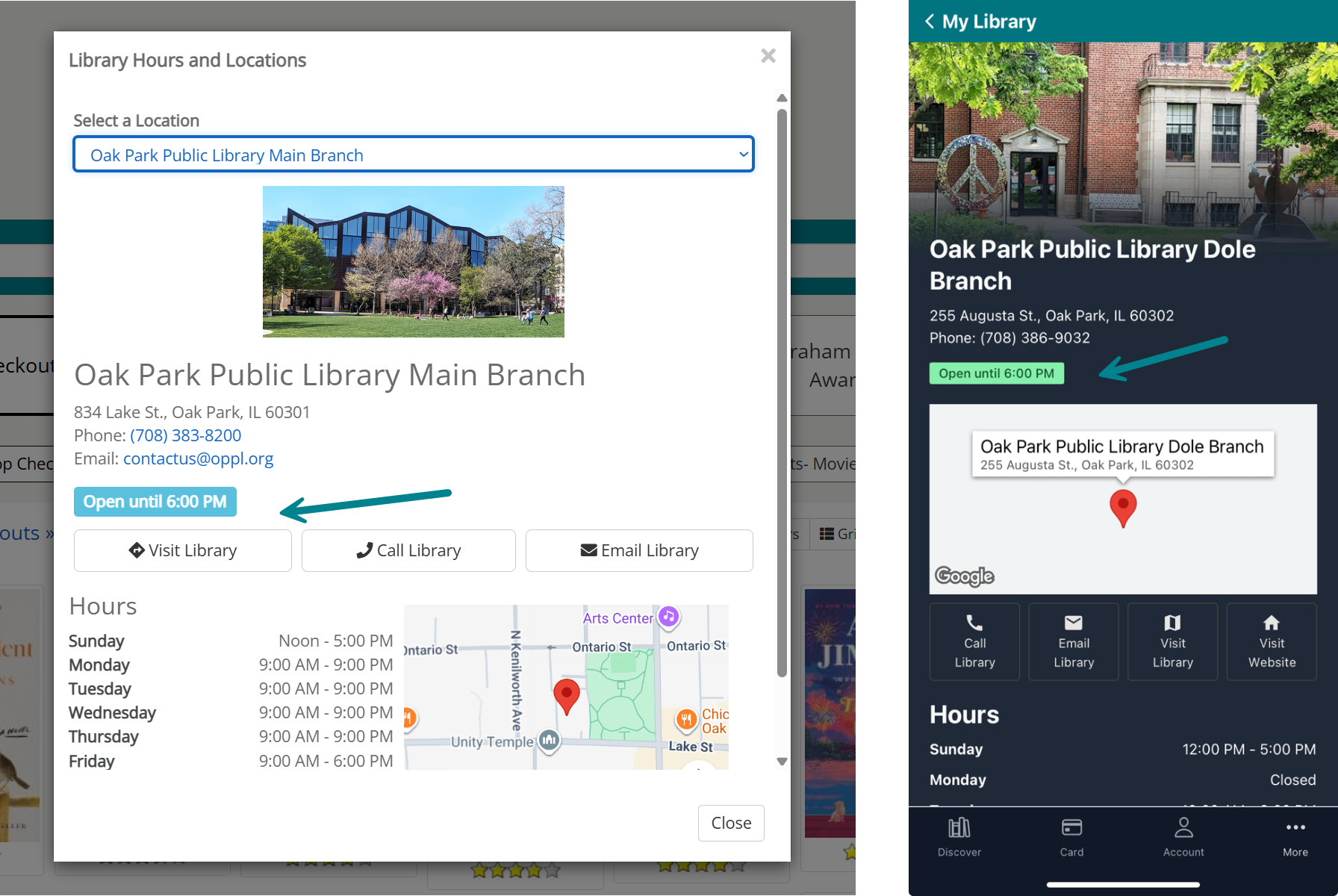Web and app interfaces showing where daily hours appear