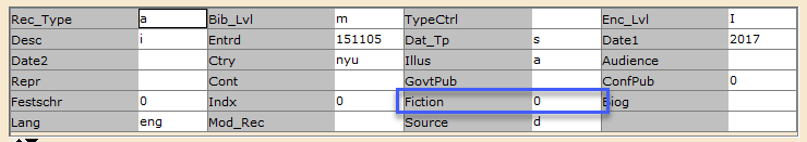fiction fixed field in WorkFlows