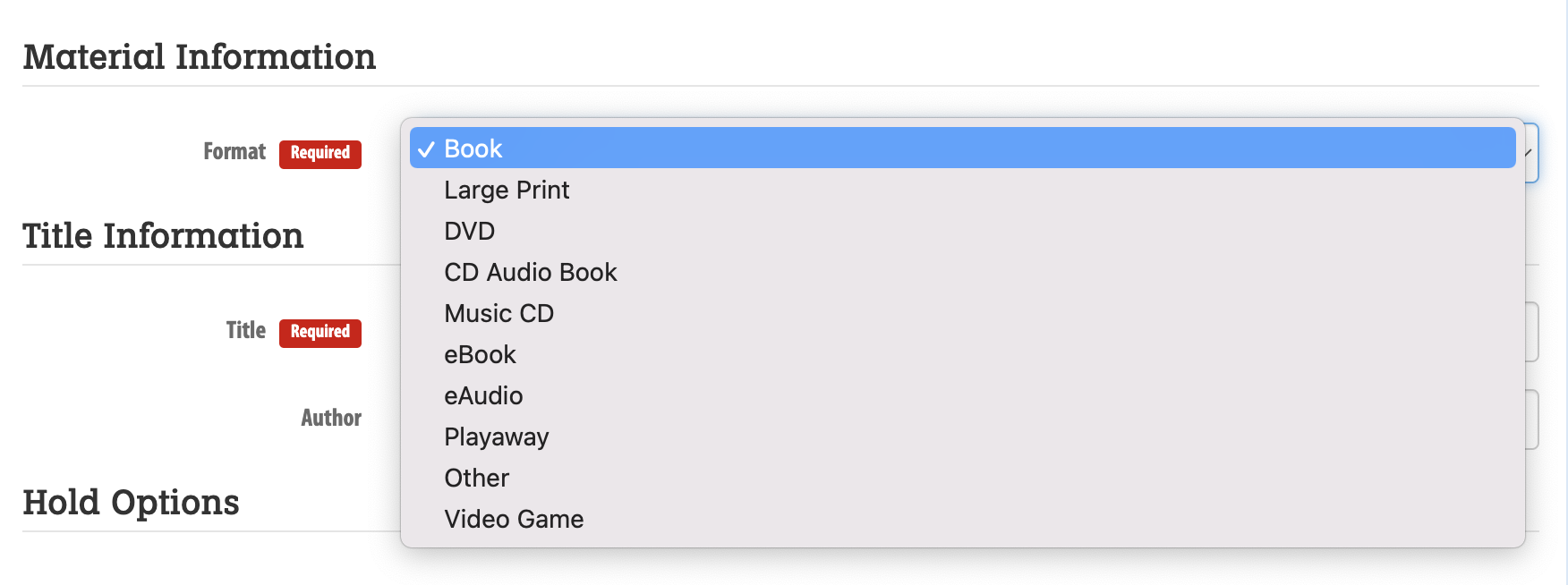 format dropdown for aspen purchase suggestions