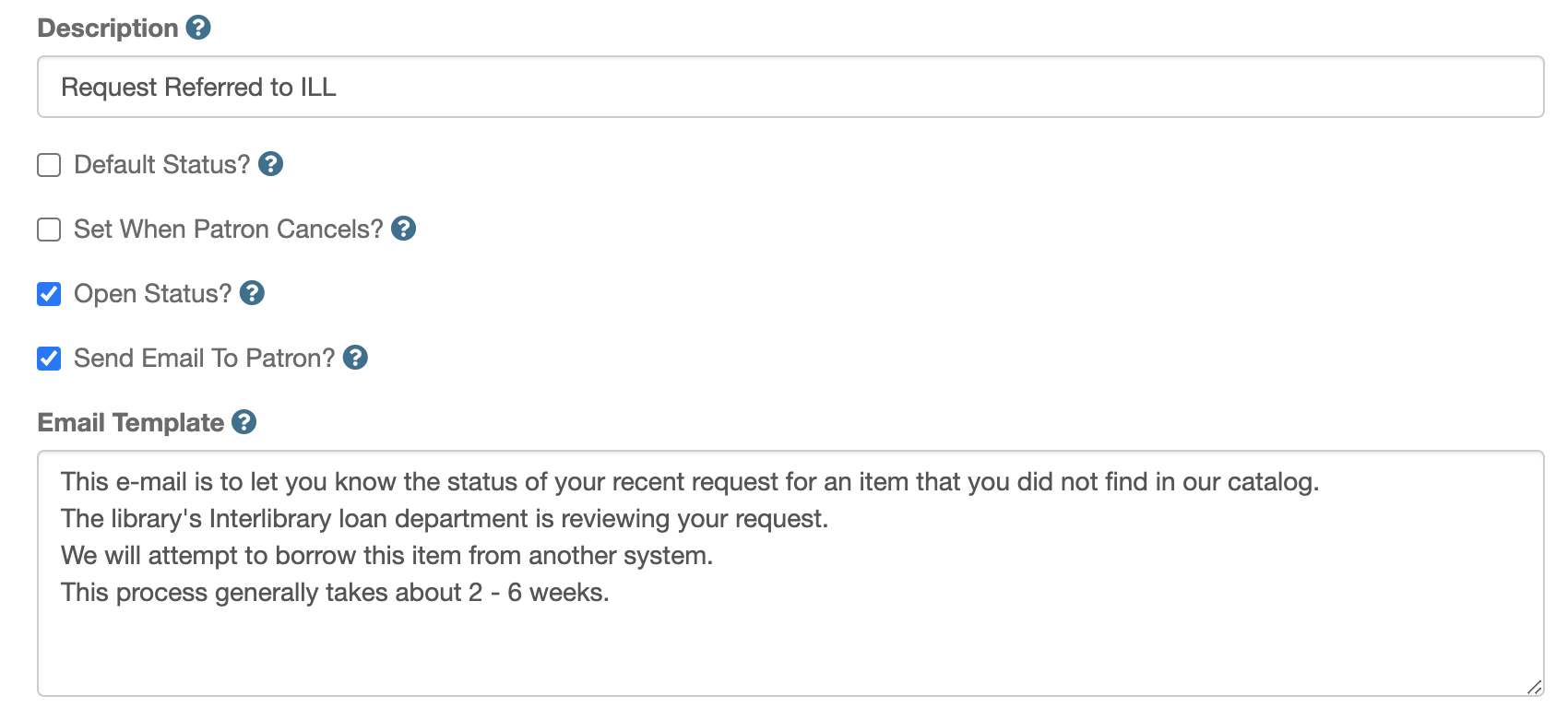 aspen administration interface to edit email templates for patrons