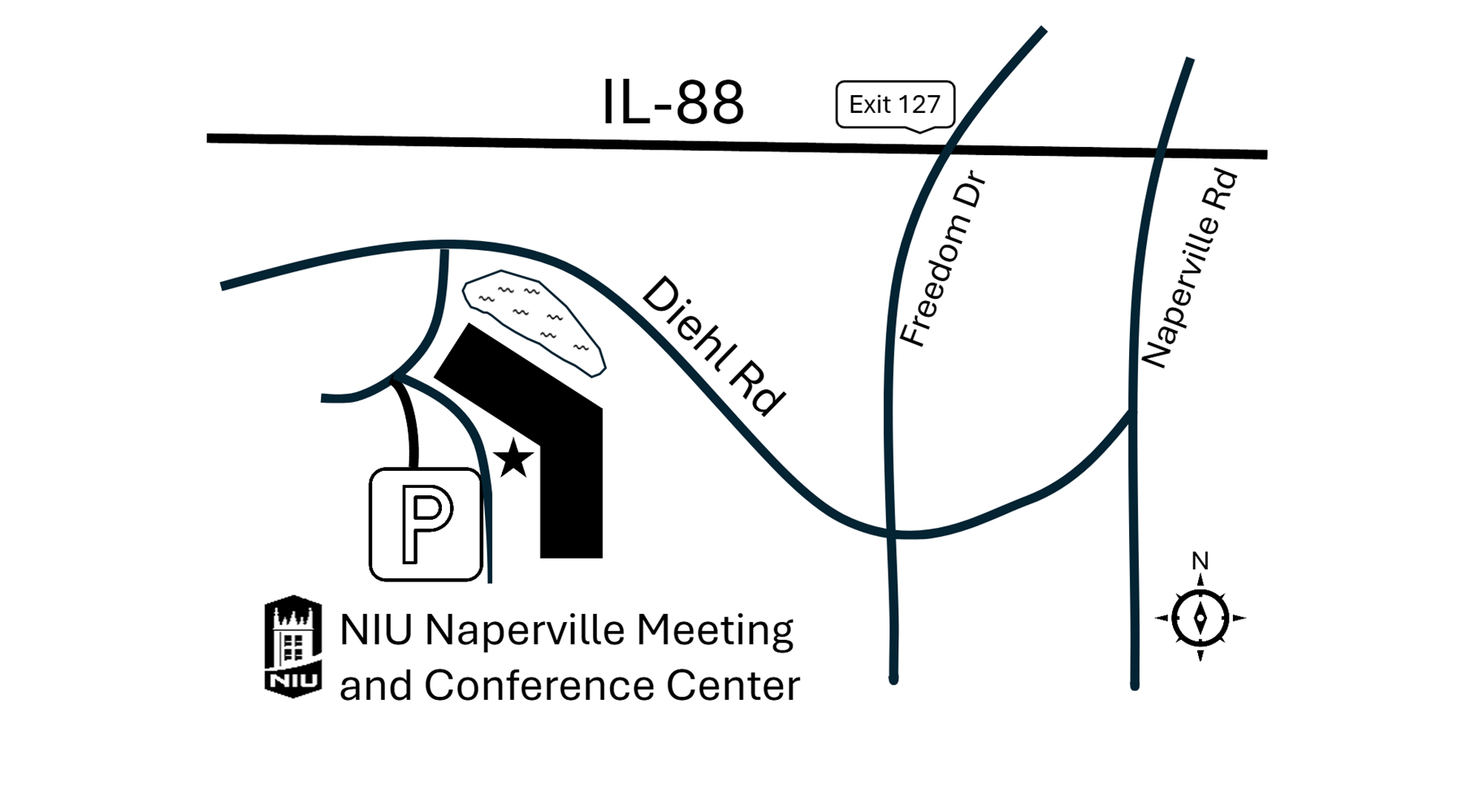 Map of the NIU Naperville campus