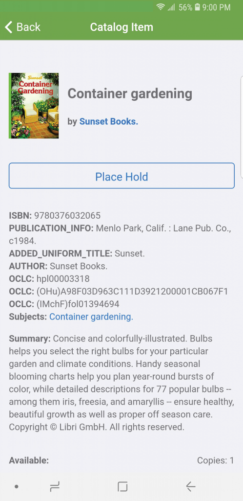 BLUEcloud mobile item details