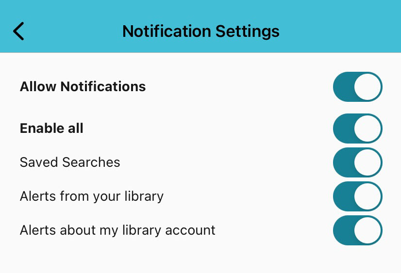 notification settings to get alerts from  your library