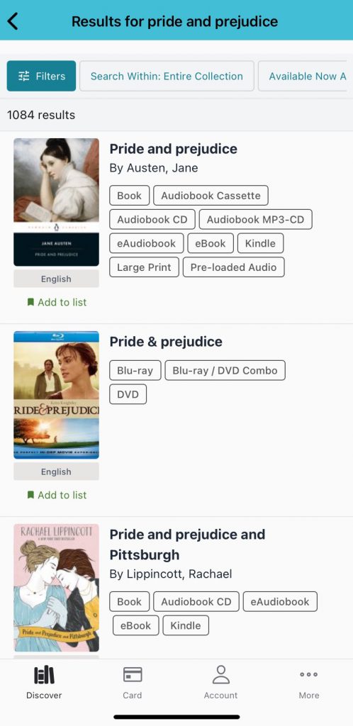 search results for pride and prejudice
